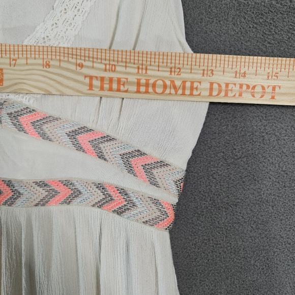 Flying Tomato Women Small Cream Maxi Dress Boho Lace Vneck Sleeveless Embroidery - Picture 6 of 9